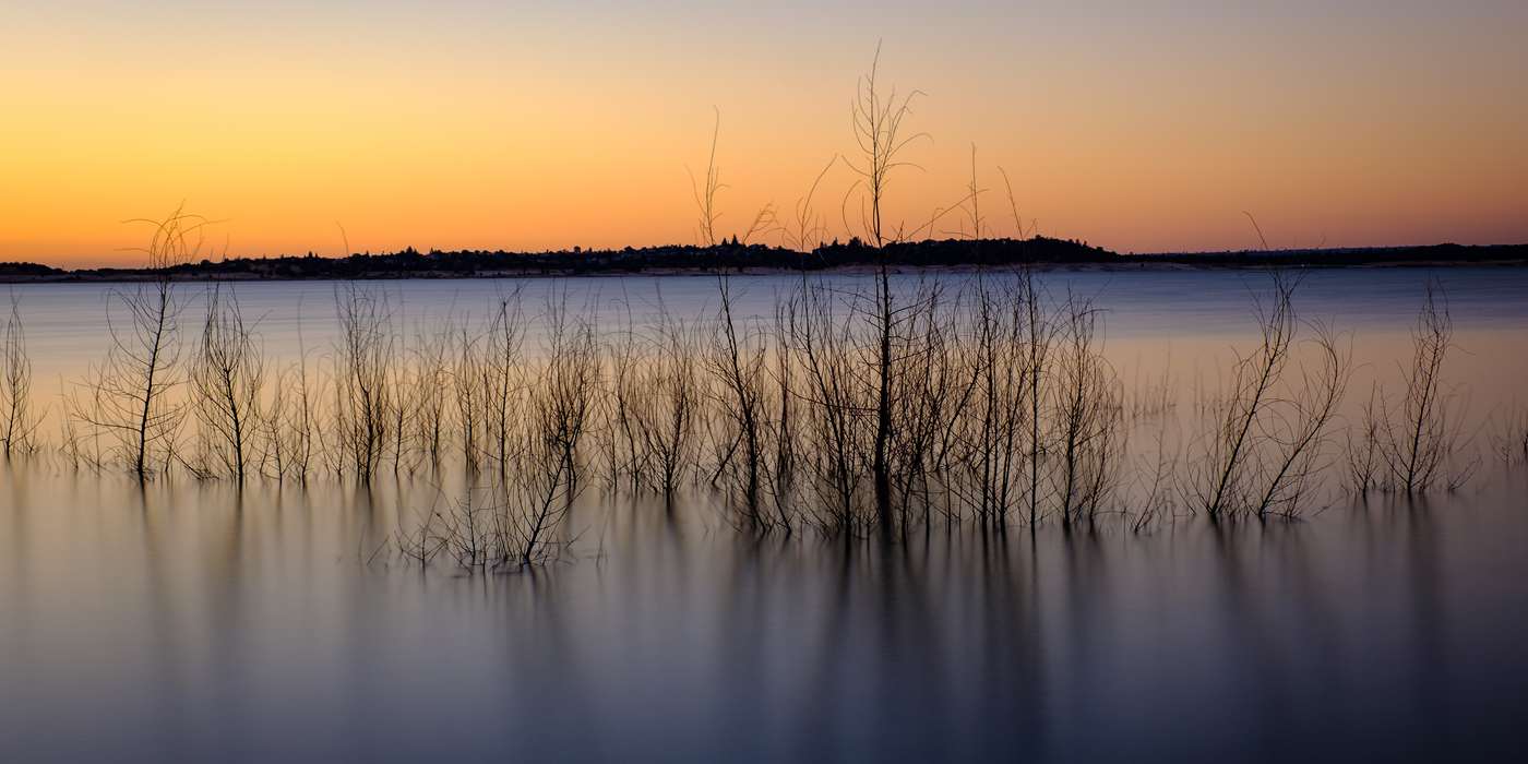 Sunset reflections on Folsom Lake