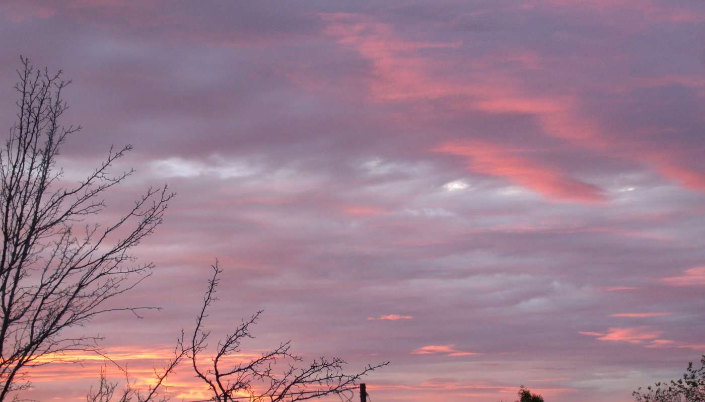 A pink and orange sunset sky over Rocklin