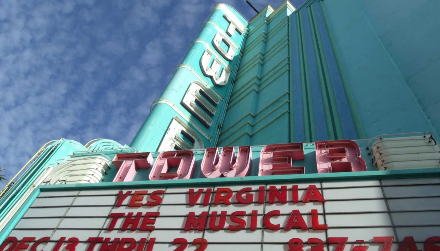 The Tower Theater marquee in downtown Roseville
