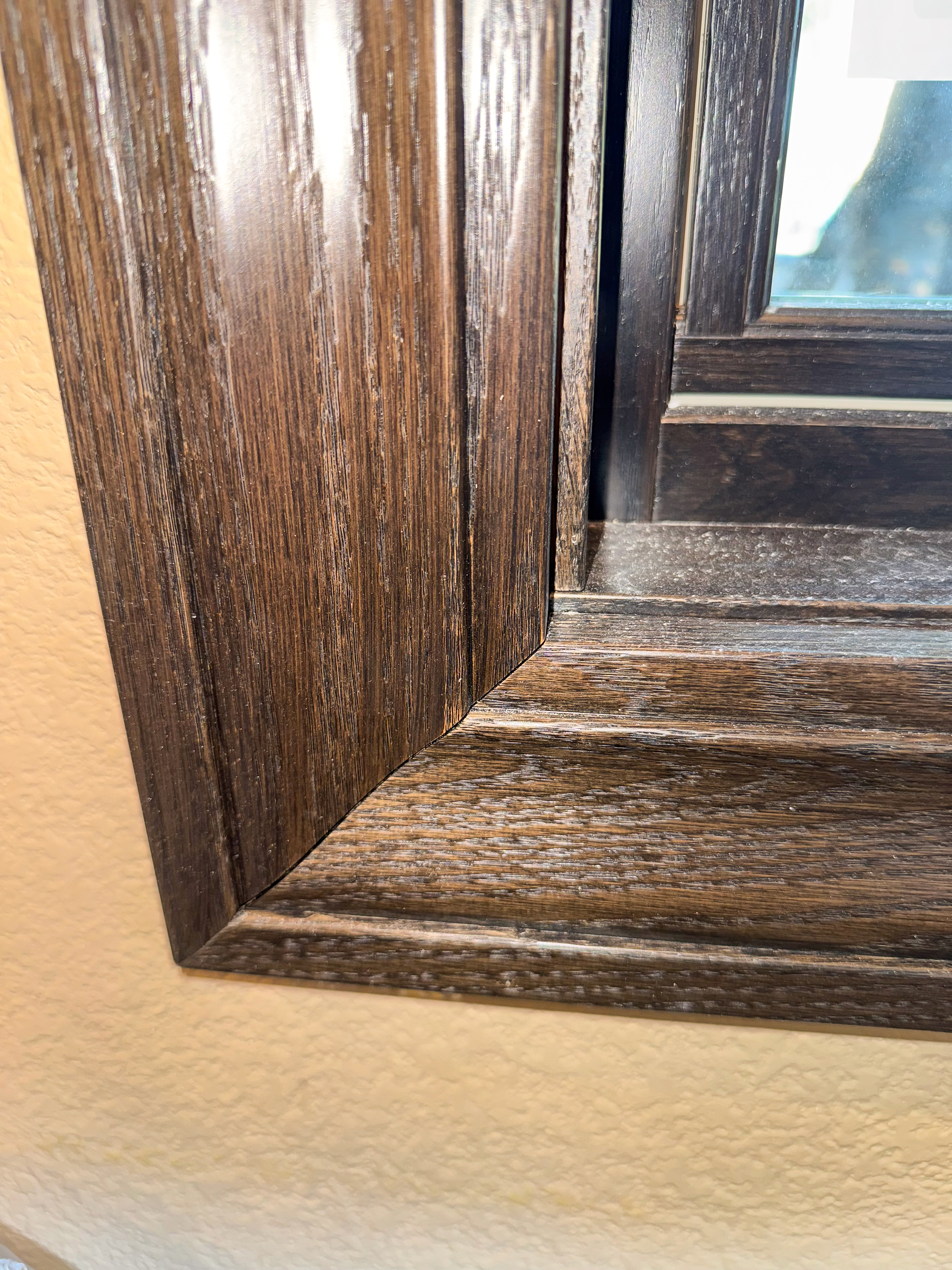 Stained oak miter joint