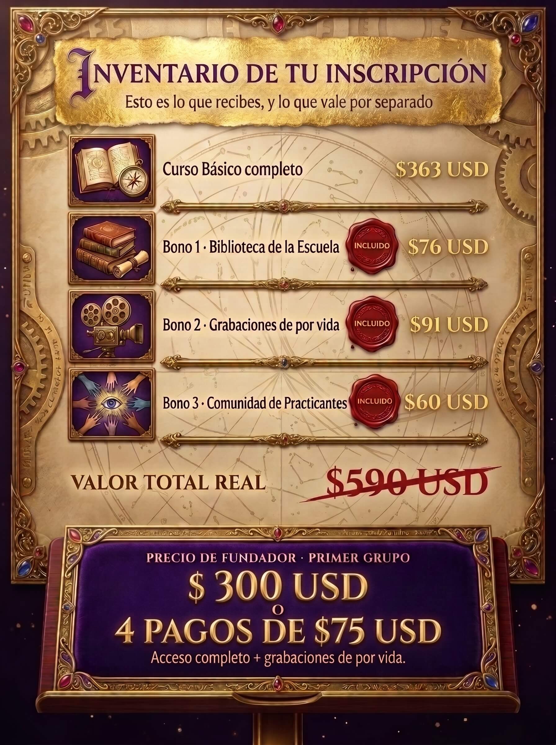Inventario de tu inscripción al Curso Completo de Astrología Uraniana