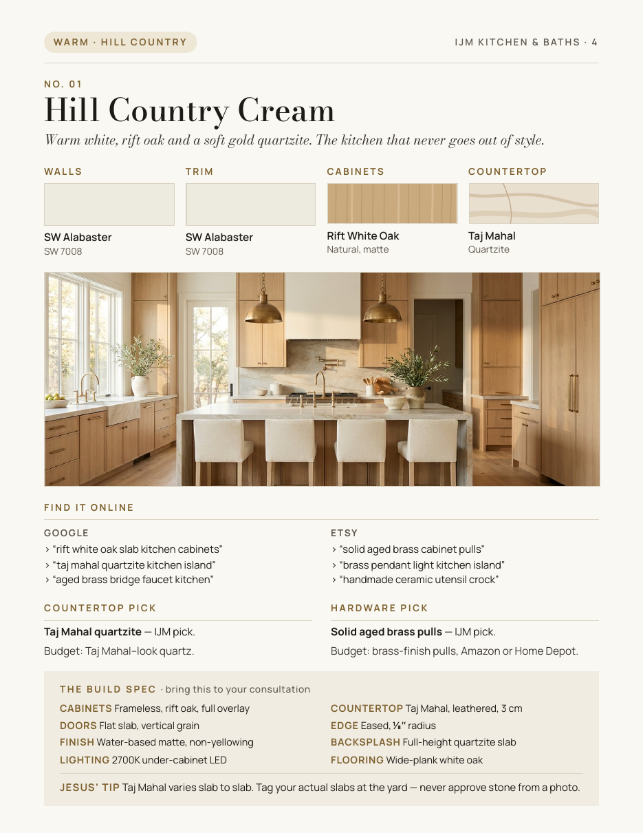 Hill Country Cream kitchen page
