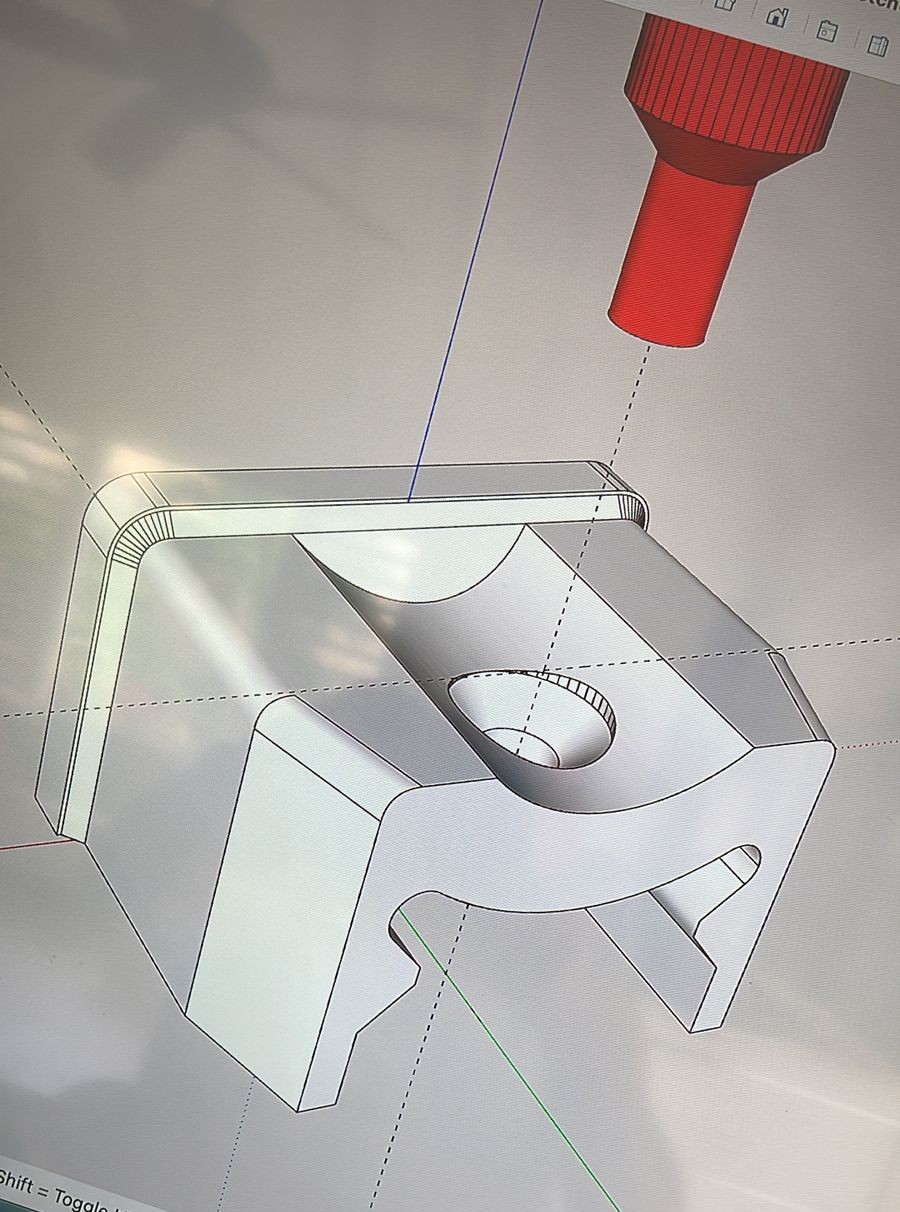 CAD model of custom yacht fitting bracket with fastener fit-check