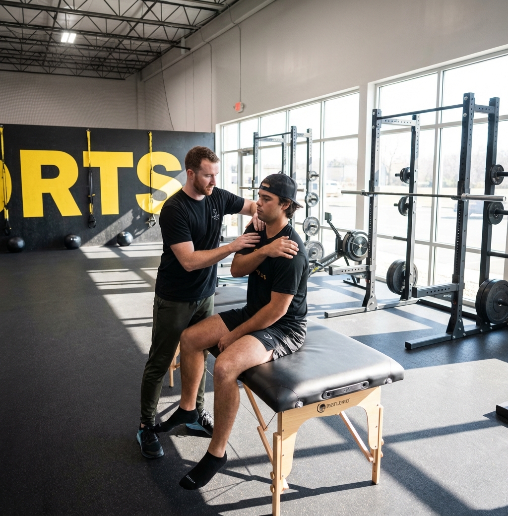 Patient working with a provider at a performance physical therapy clinic in Montclair