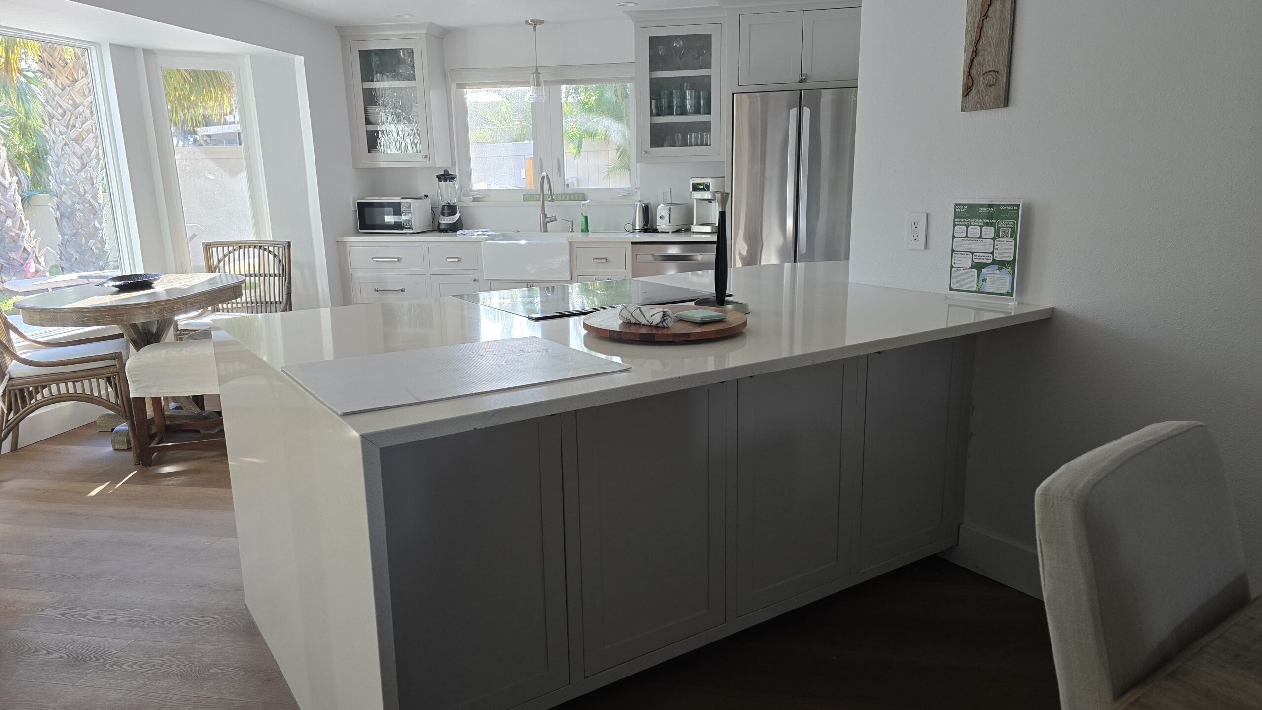 Kitchen cabinet painting, gray island and white uppers, Bradenton