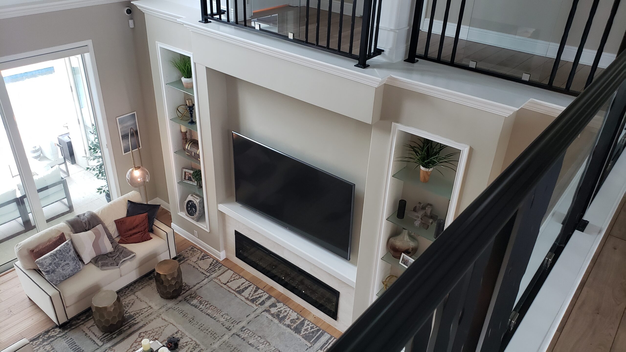 Modern living room built-ins and trim painting, Sarasota FL