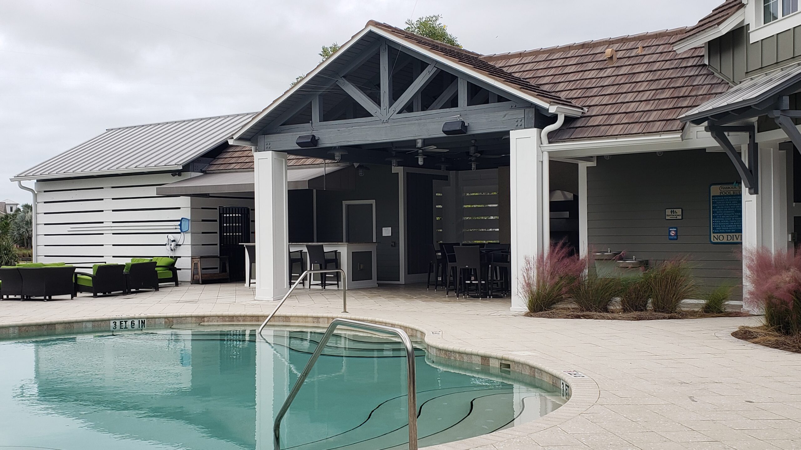 Exterior pool pavilion painting, coastal Florida