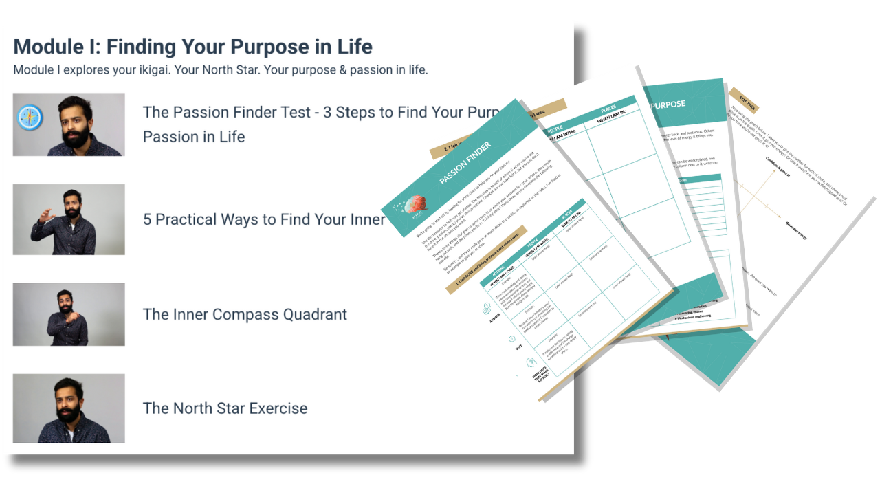 Module I: Finding Your Purpose in Life — video lessons and workbook pages