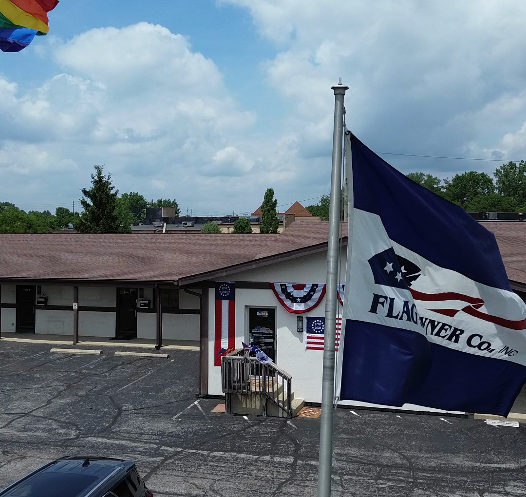 The Flag & Banner Co. flag flying over the Indianapolis shop
