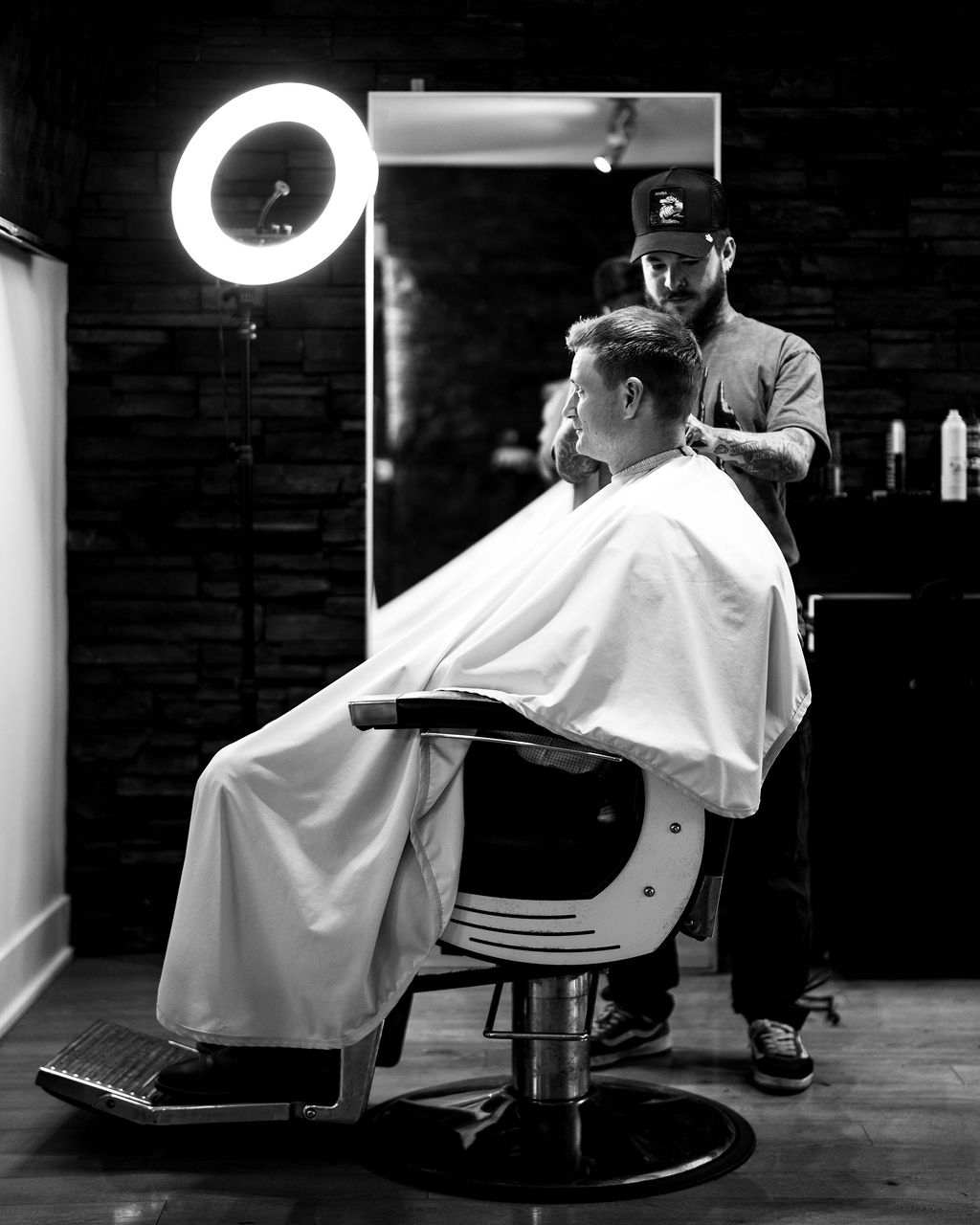 Barber working