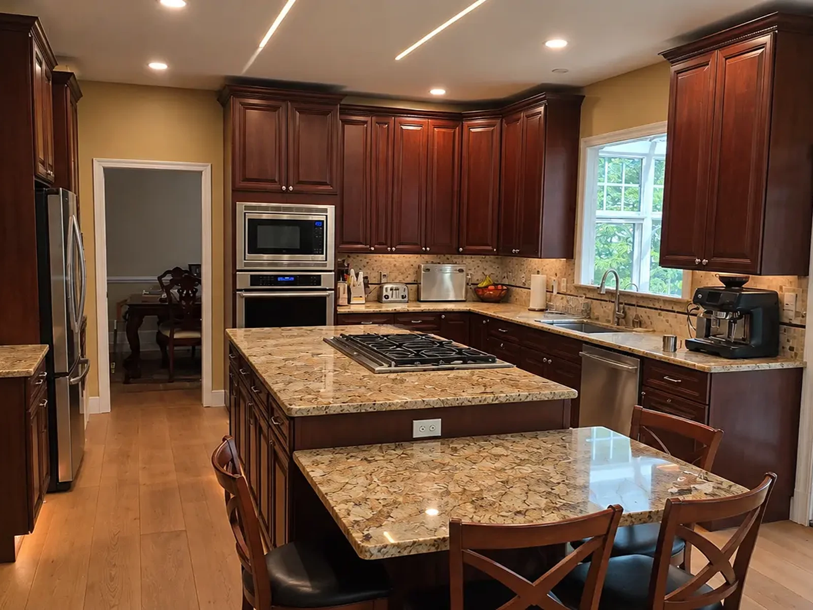 Princeton Junction kitchen with dove micro-shaker cabinets and a quartz backsplash, before
