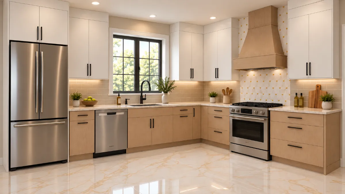 Example of a kitchen with semi-custom cabinets