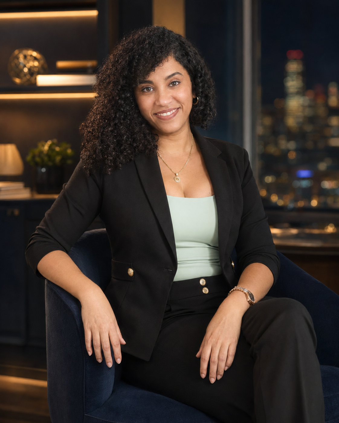 Daylin Garcia sentada en pose profesional cercana