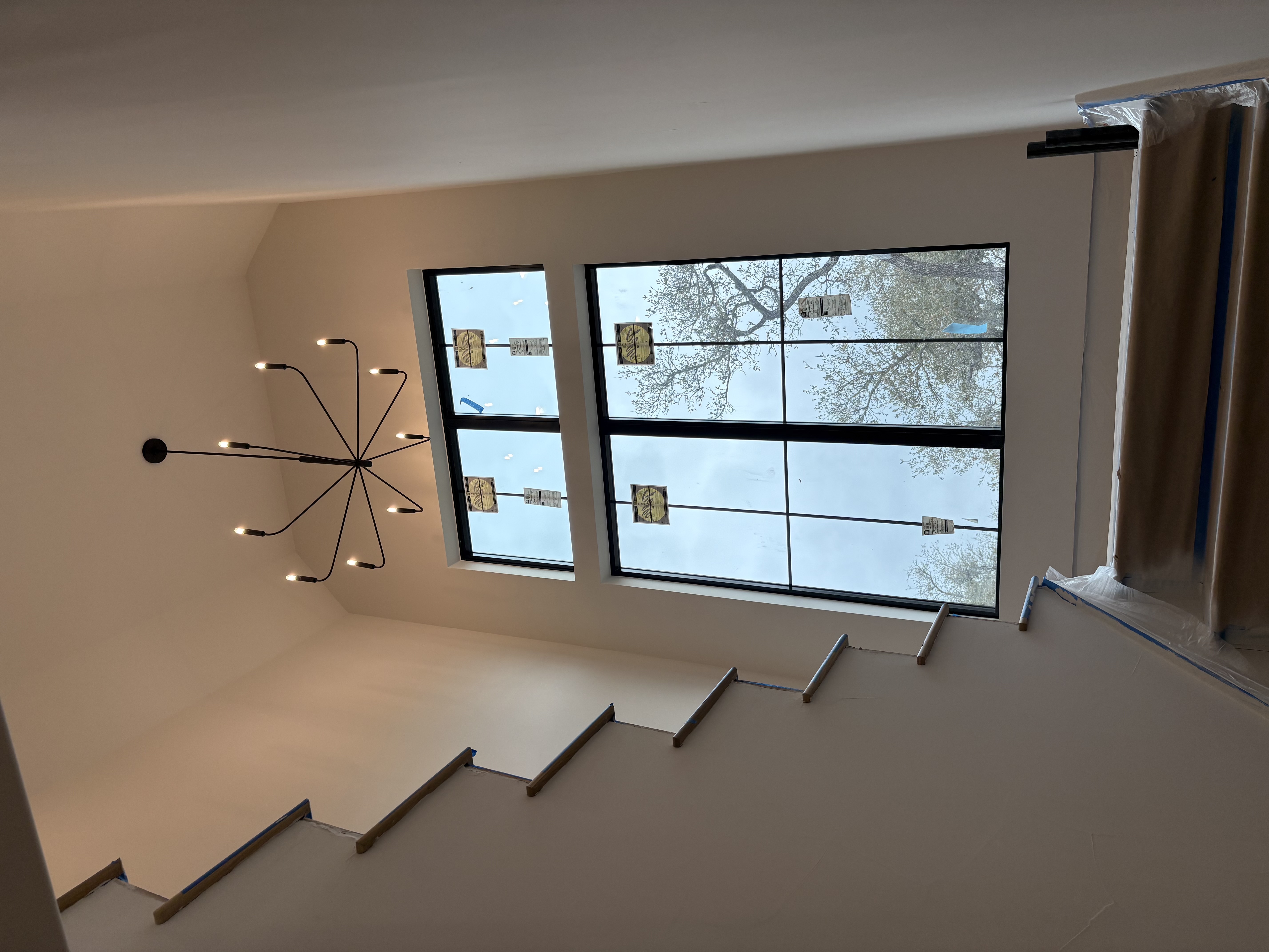 Light fixture in stairway