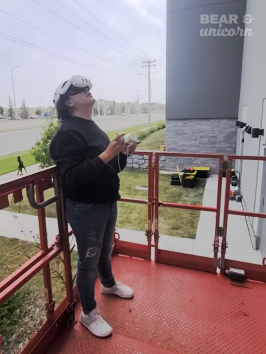 Cool Drinks Mural Maya Corona using VR to draw the design on the wall