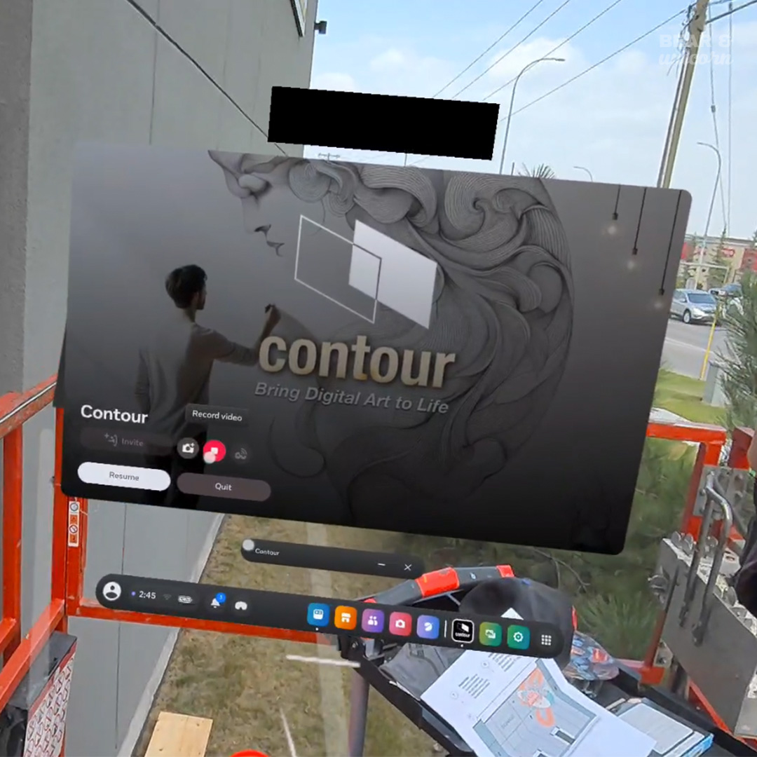 The Bear and Unicorn Utilizing Virtual Reality to trace the design on the wall The Bear and Unicorn Utilizing Virtual Reality to trace the design on the wall