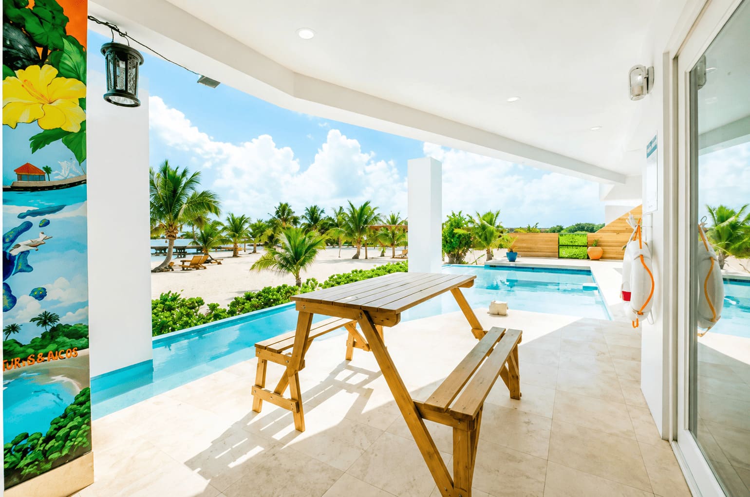Fox Villa Belize open-air living area