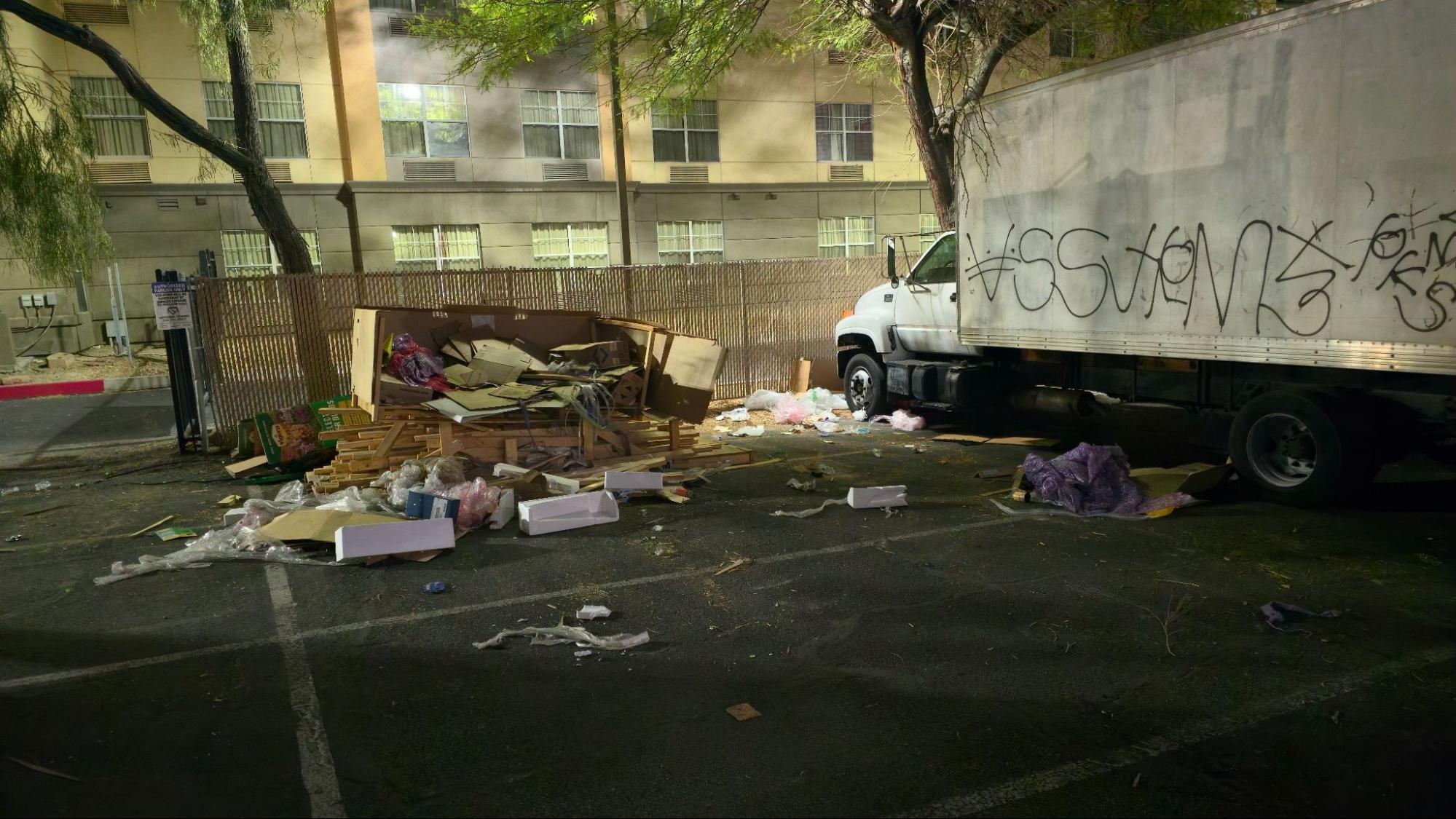 Commercial work area before junk and debris removal