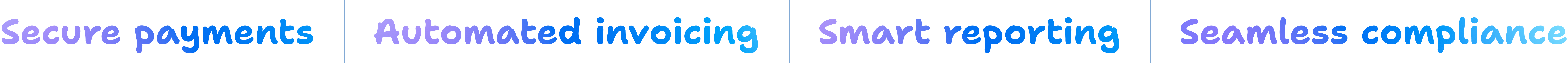 Secure payments Automated invoicing Smart reporting Seamless compliance