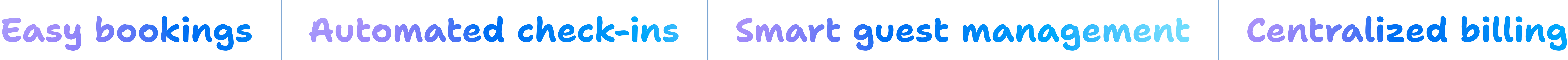 Easy bookings | Automated check-ins | Smart guest management | Centralized billing