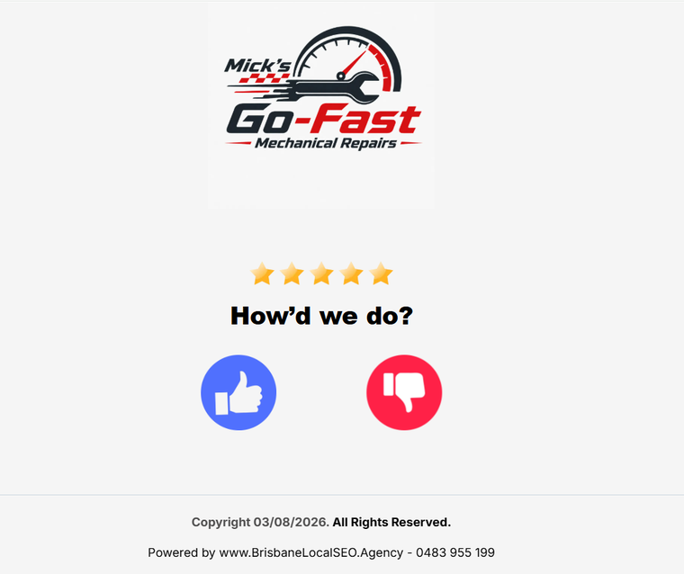 Branded How'd we do page — demo business