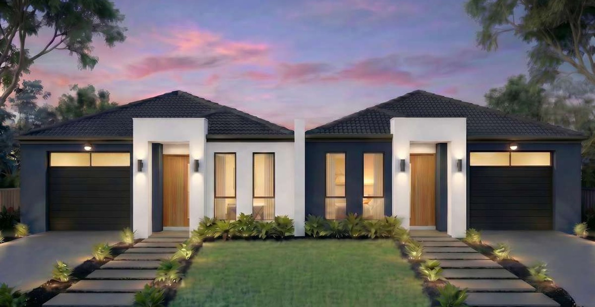 Artist's render of a duplex investment property in Australia, the 8-Bedroom Multitenant Duplex at Uptown Estate, Shepparton VIC