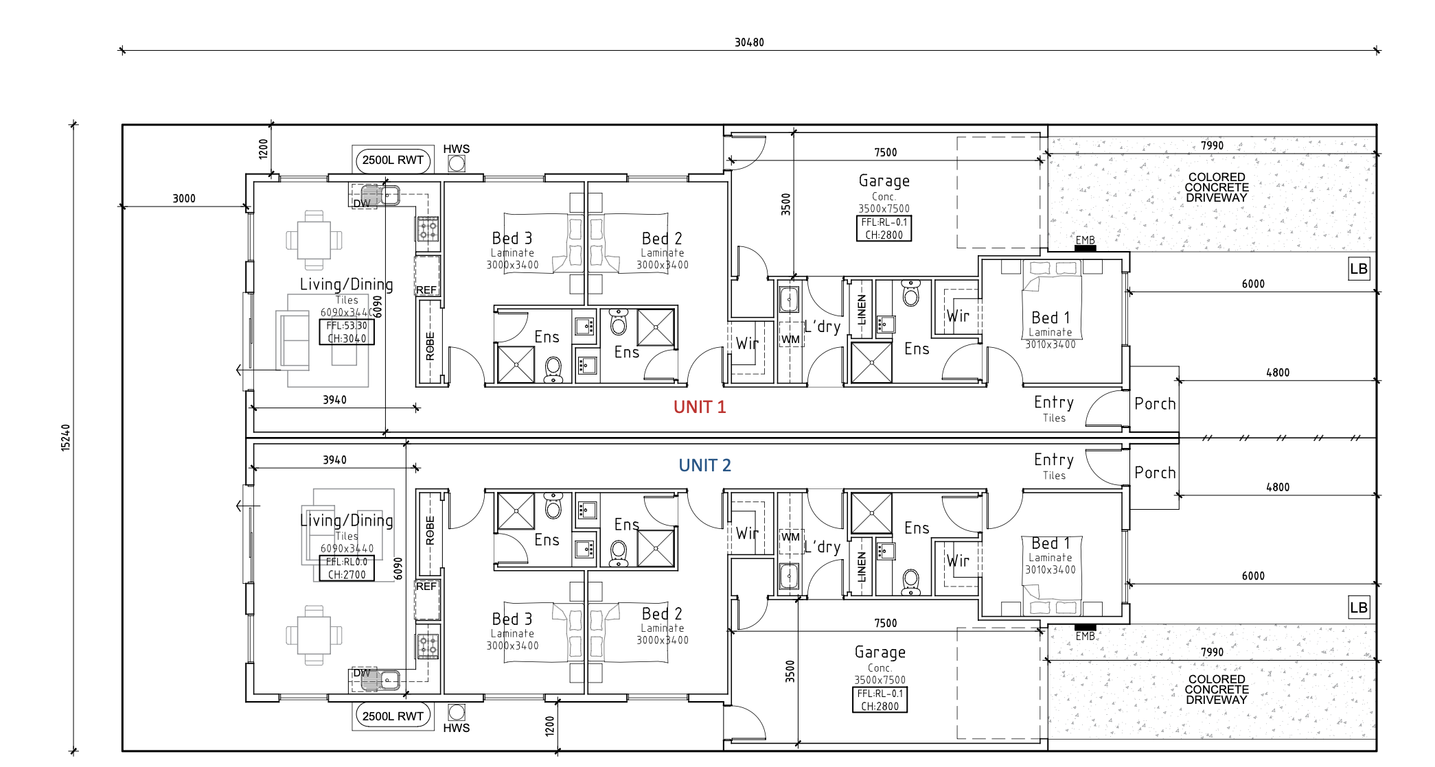 6-bedroom multigenerational duplex floor plan, Warragul VIC