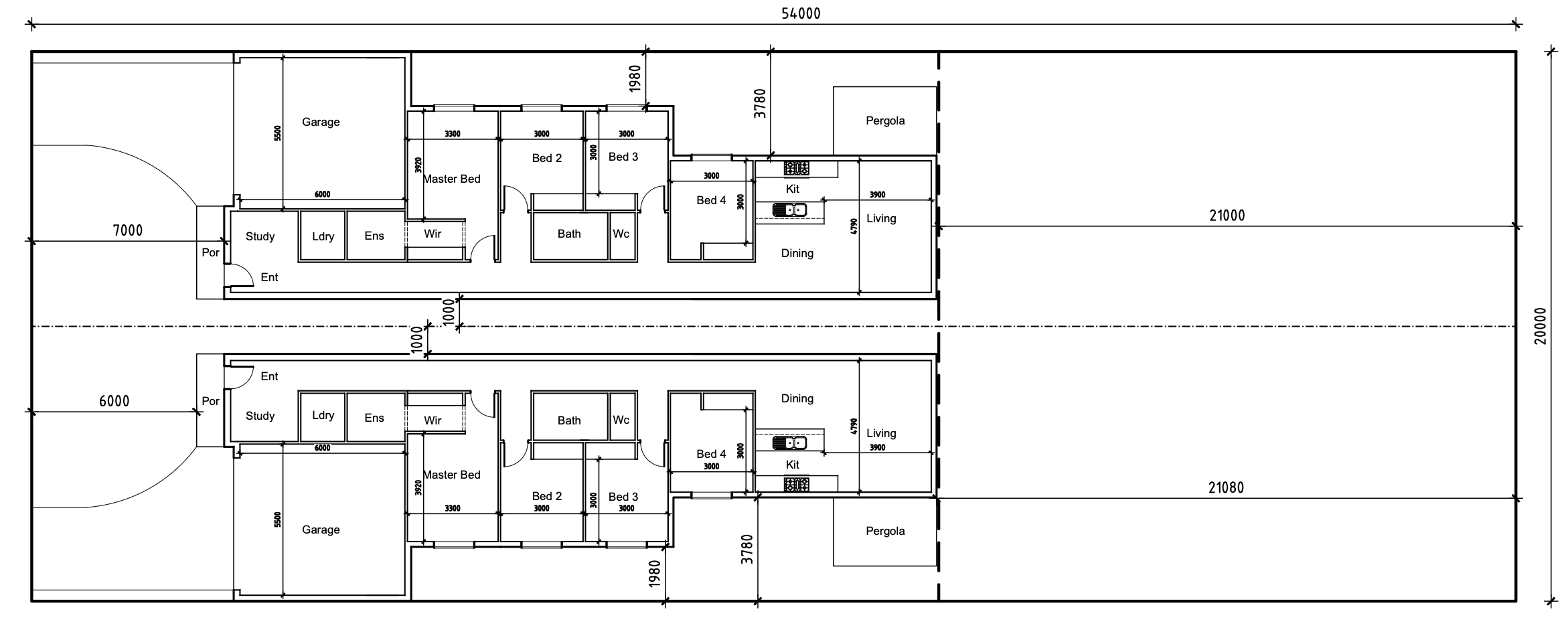 8-bedroom multitenant duplex floor plan, Shepparton VIC
