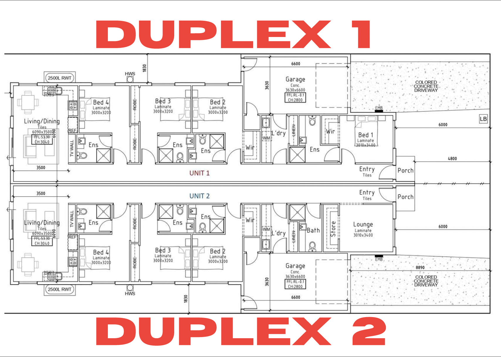 Floor plan of the half duplex at Uptown Estate, Shepparton North VIC 3630