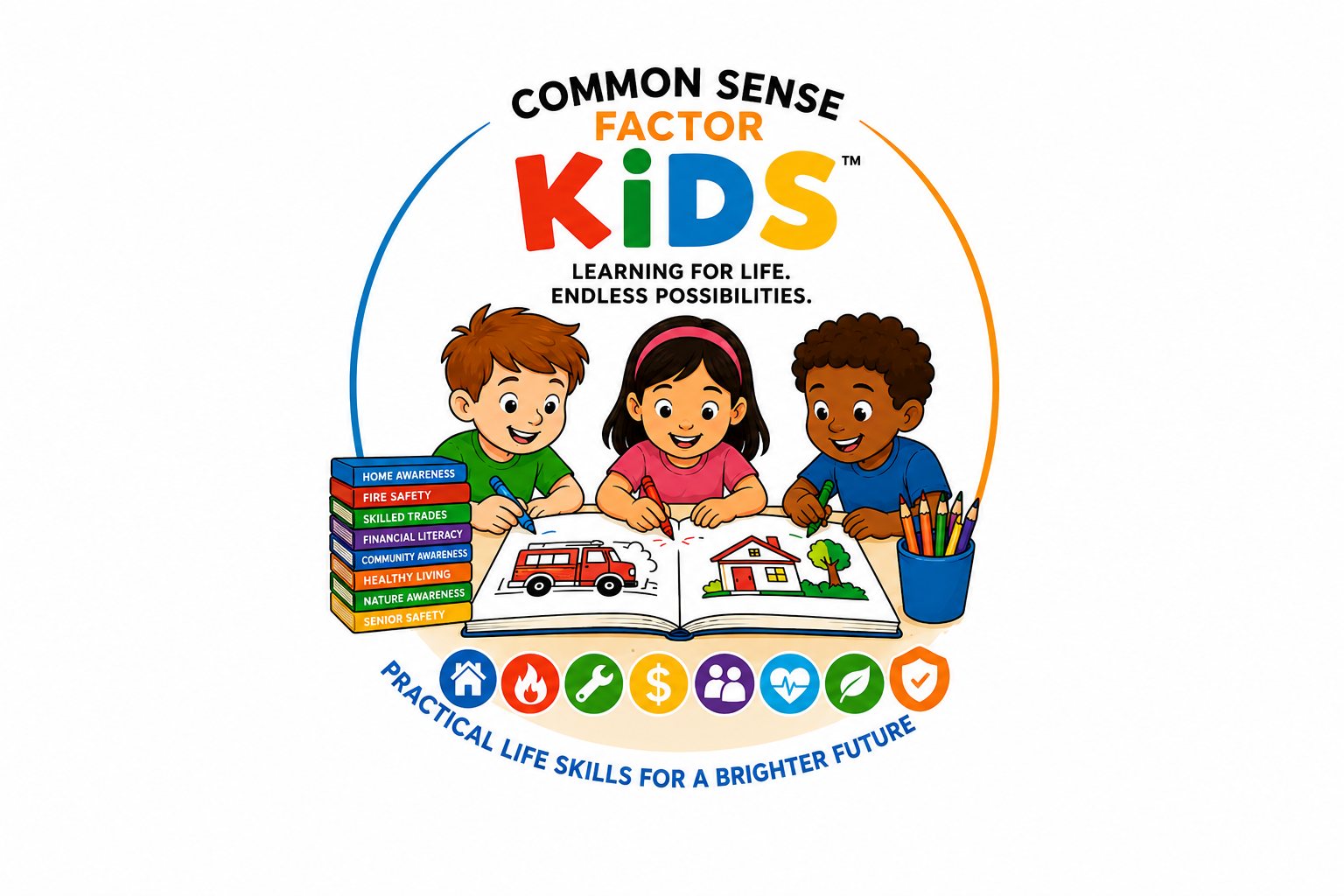 Common Sense Factor Kids teaching children practical life skills through home awareness, fire safety, financial literacy and everyday learning