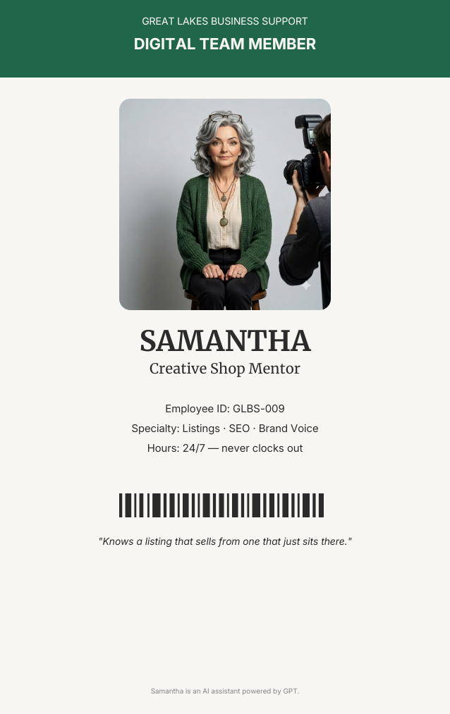 Samantha's Great Lakes Business Support team member ID card