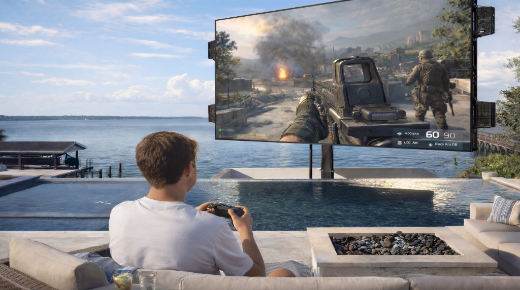 YOLO TV Rise and Rotate Outdoor Environment Setup