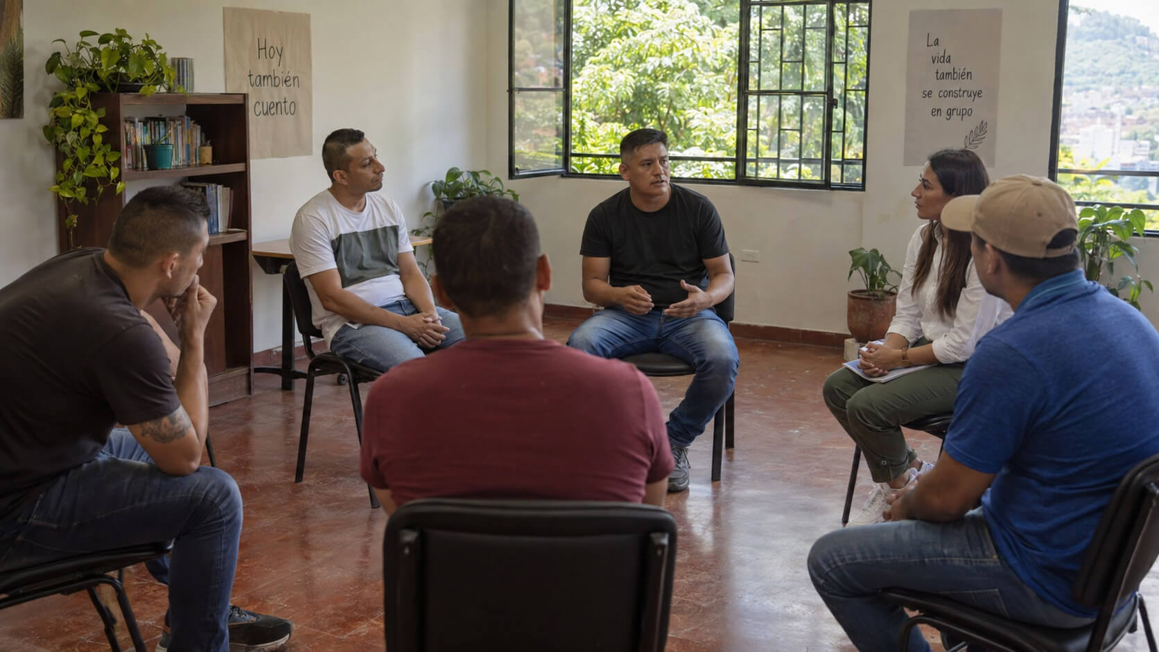 Sesión grupal de acompañamiento durante un proceso de rehabilitación