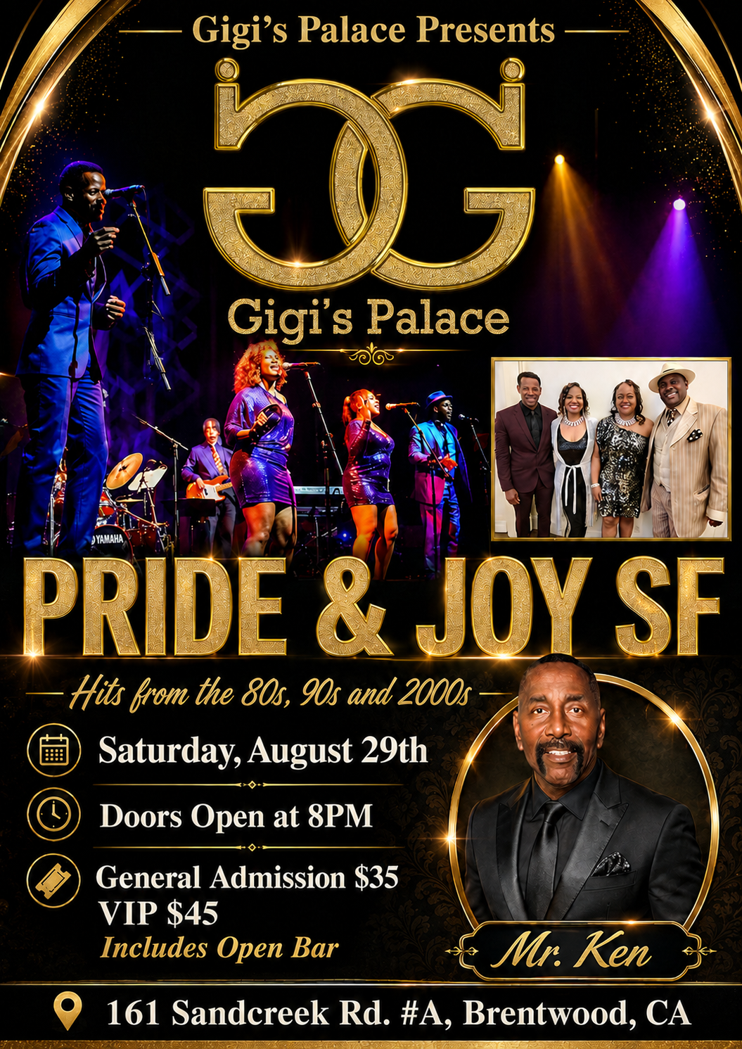 Pride & Joy SF live at Gigi's Palace on Saturday, August 29th