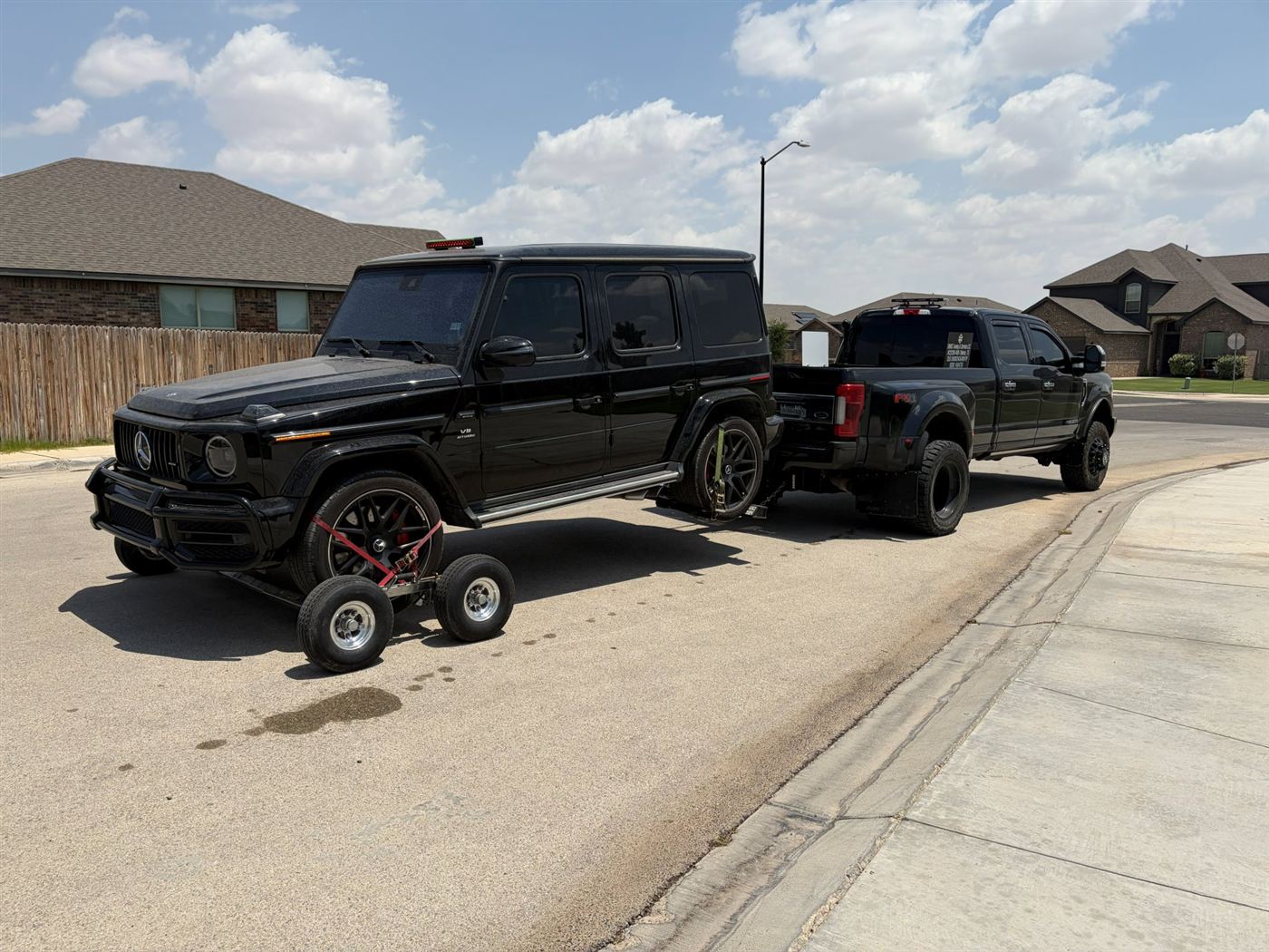 Mercedes G-Wagon on tow dollies