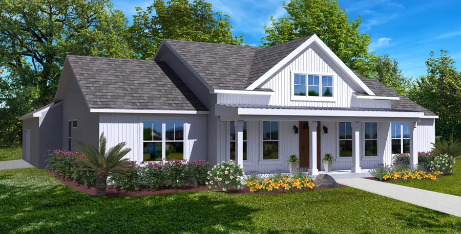 Builder rendering of The Magnolia plan, farmhouse elevation