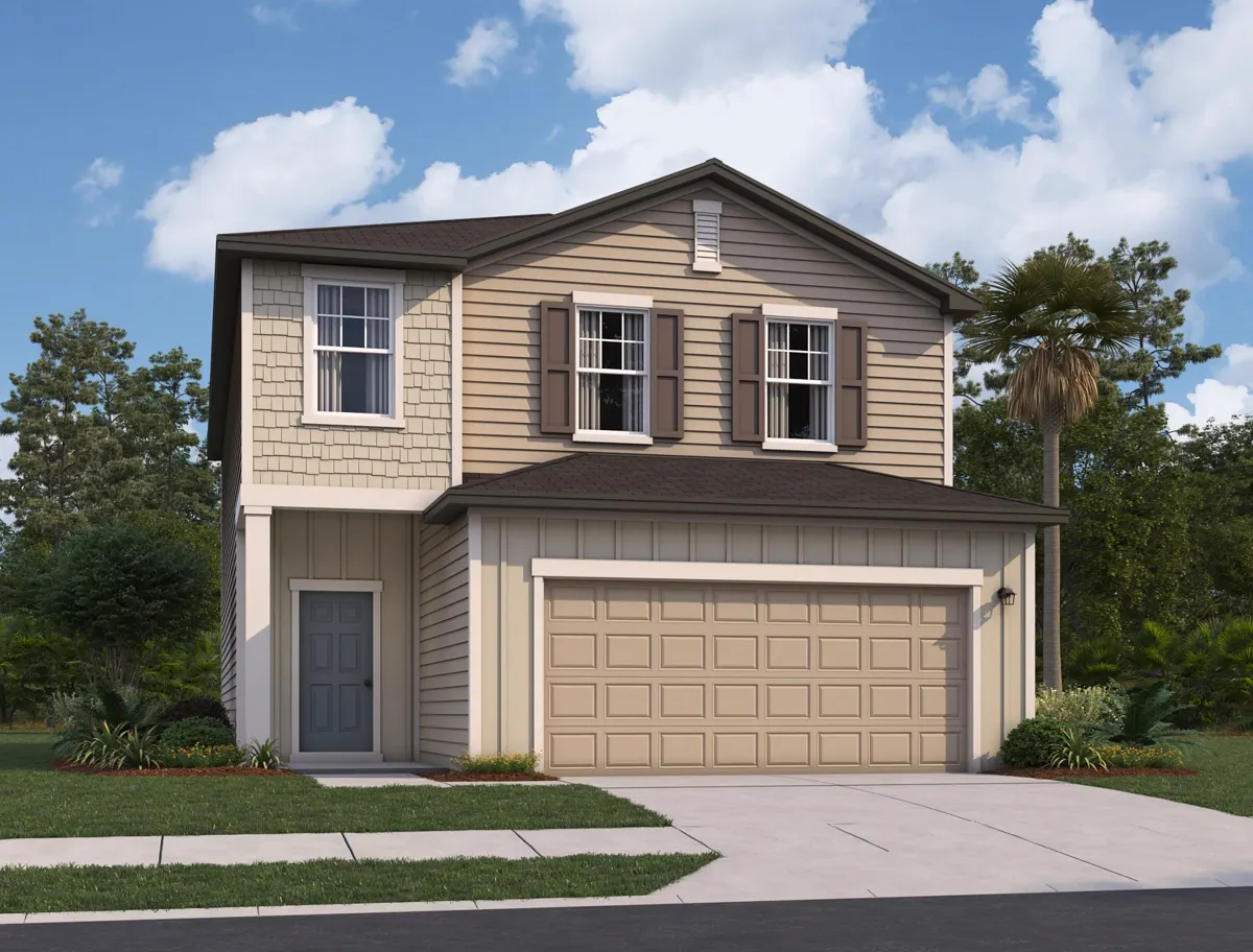 Magellan single-family home plan by Starlight Homes at Pelham Square in DeLand, FL, two stories with a two-car garage