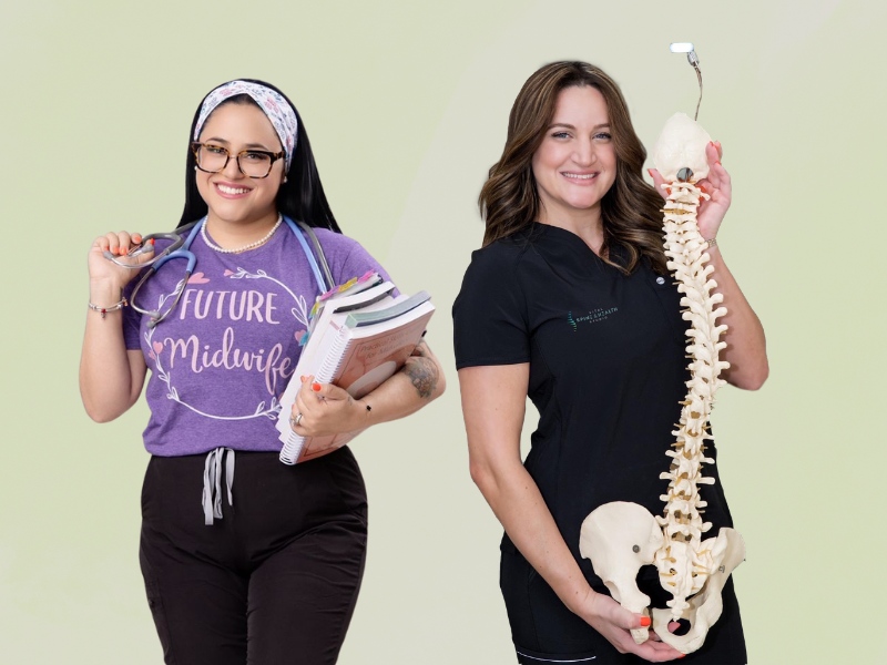 Warm lifestyle photo of two maternal health practitioners with expecting mothers