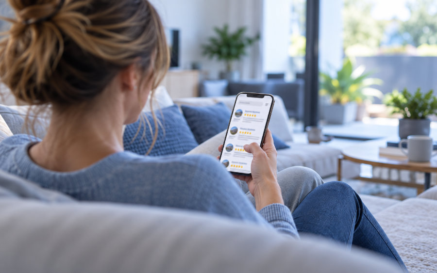 Customer comparing local businesses by their Google reviews