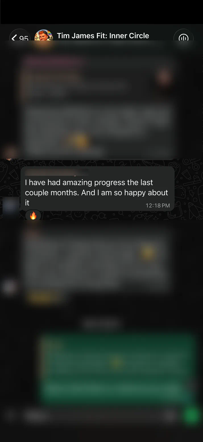 Screenshot of a client reporting amazing progress over the last couple of months.