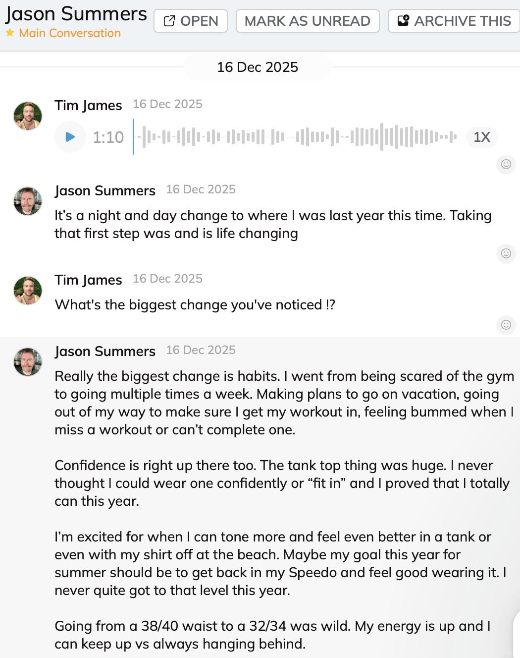 Testimonial conversation