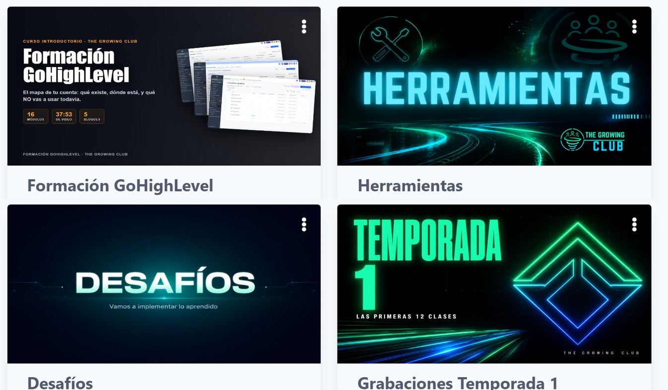 La biblioteca de cursos de The Growing Club por dentro