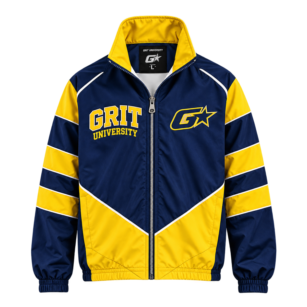 GRIT University Track Jacket — Navy / Yellow