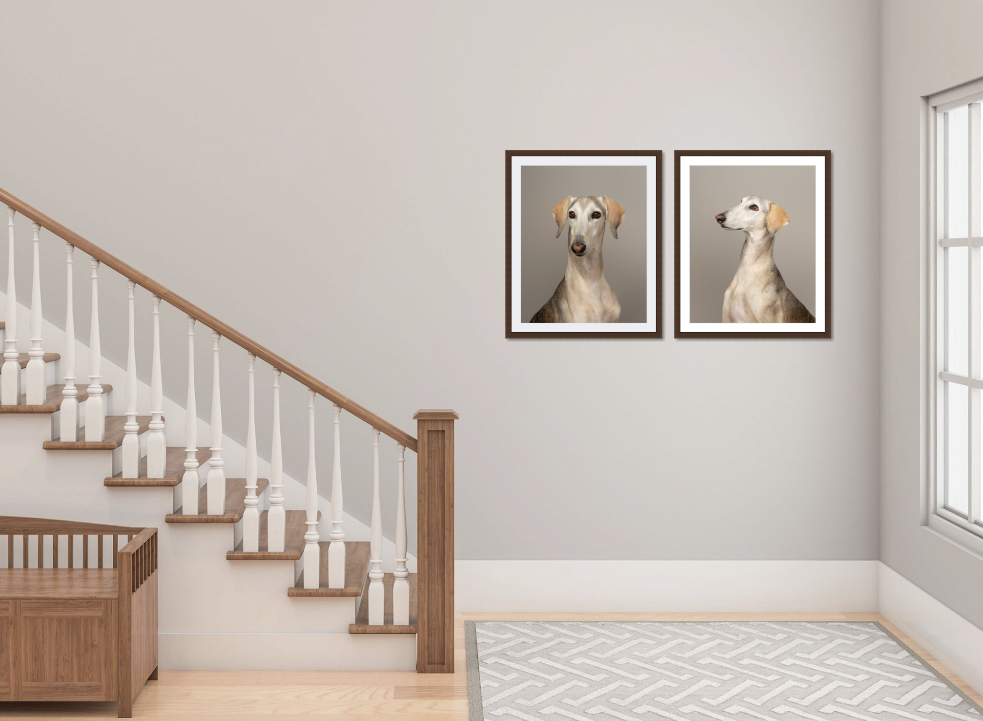 Portrait artwork displayed in a home
