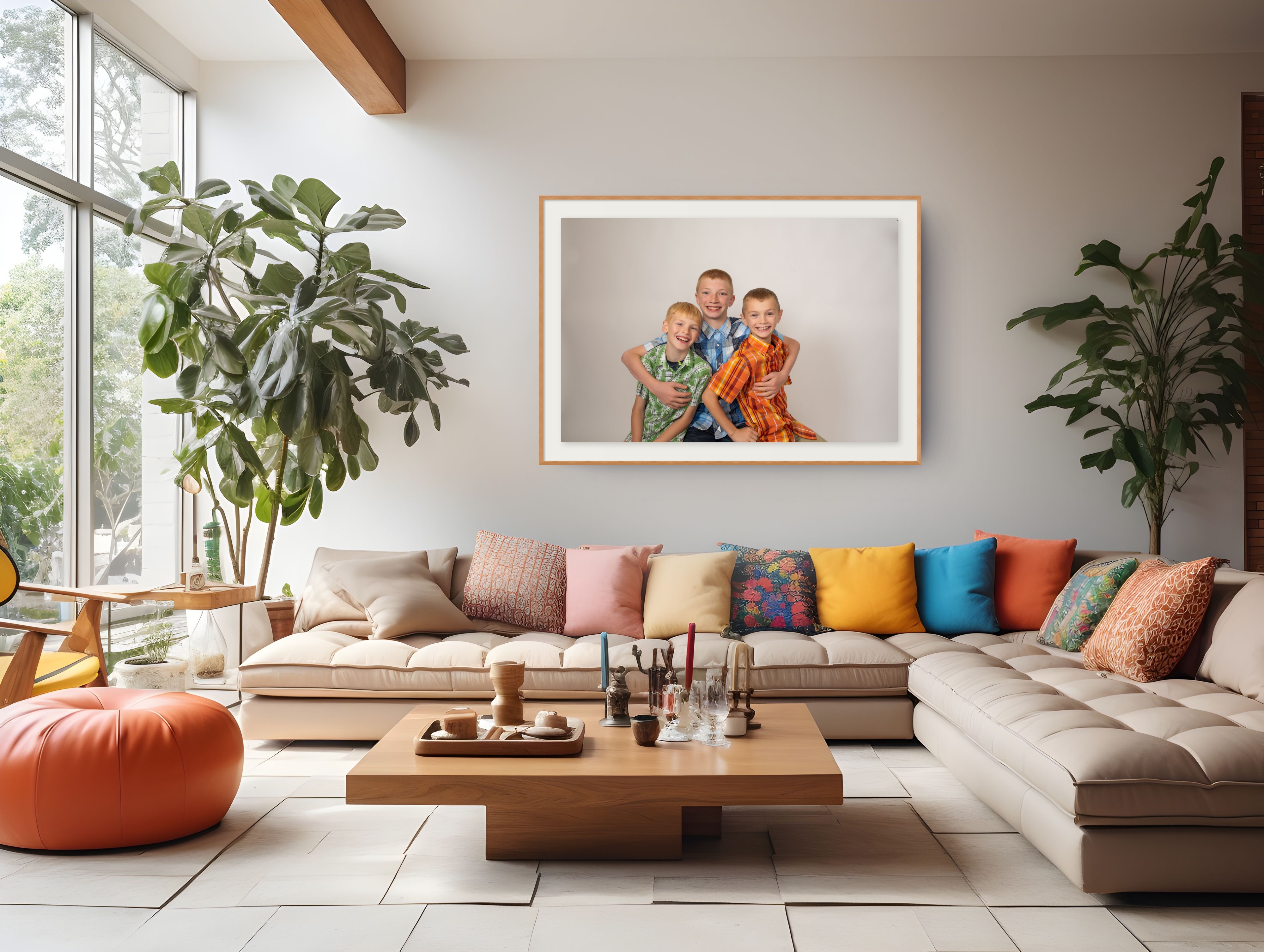 Portrait artwork displayed in a home