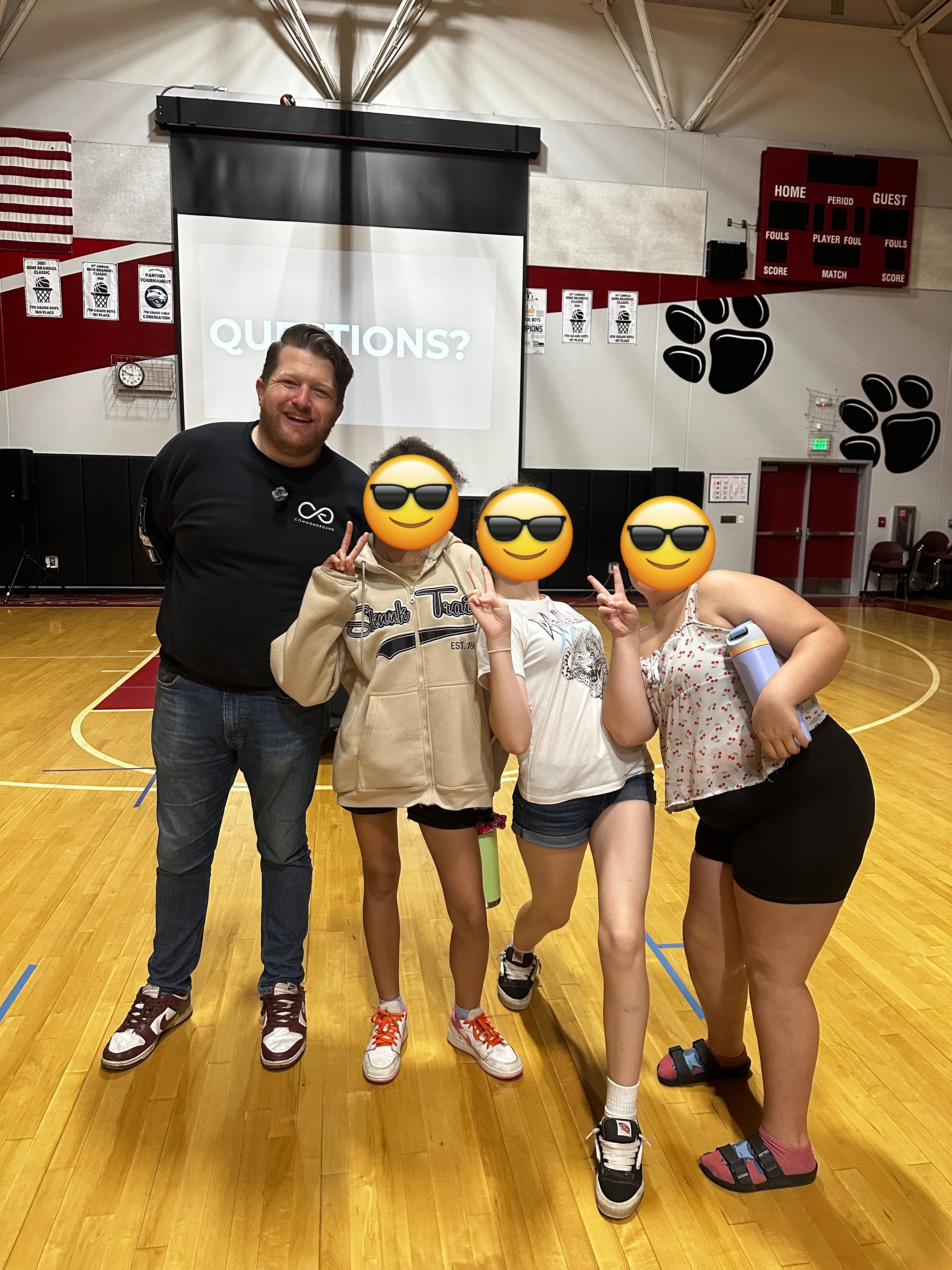 Jaymes with students