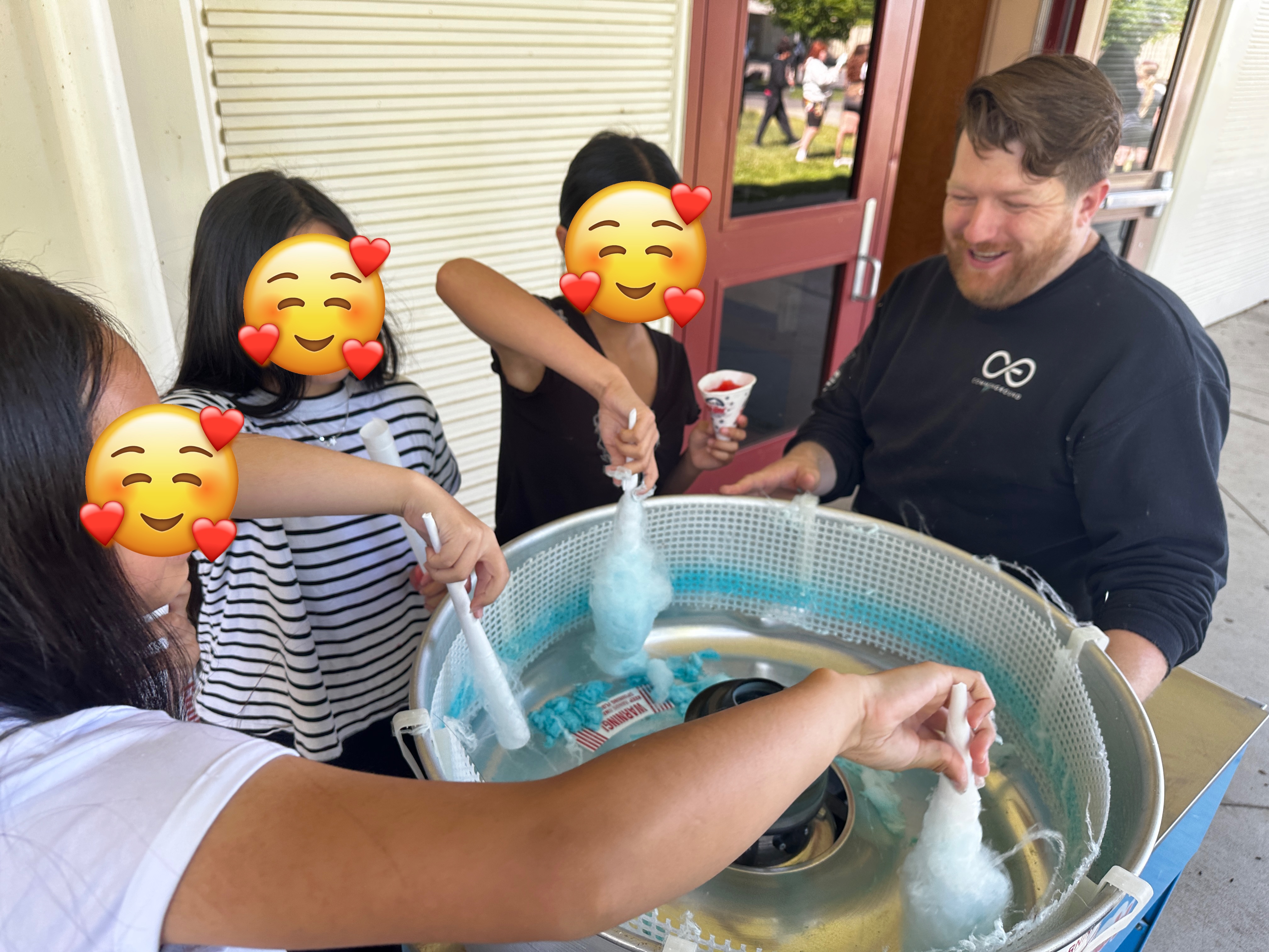 Cotton candy during a Hearts of Gold school visit
