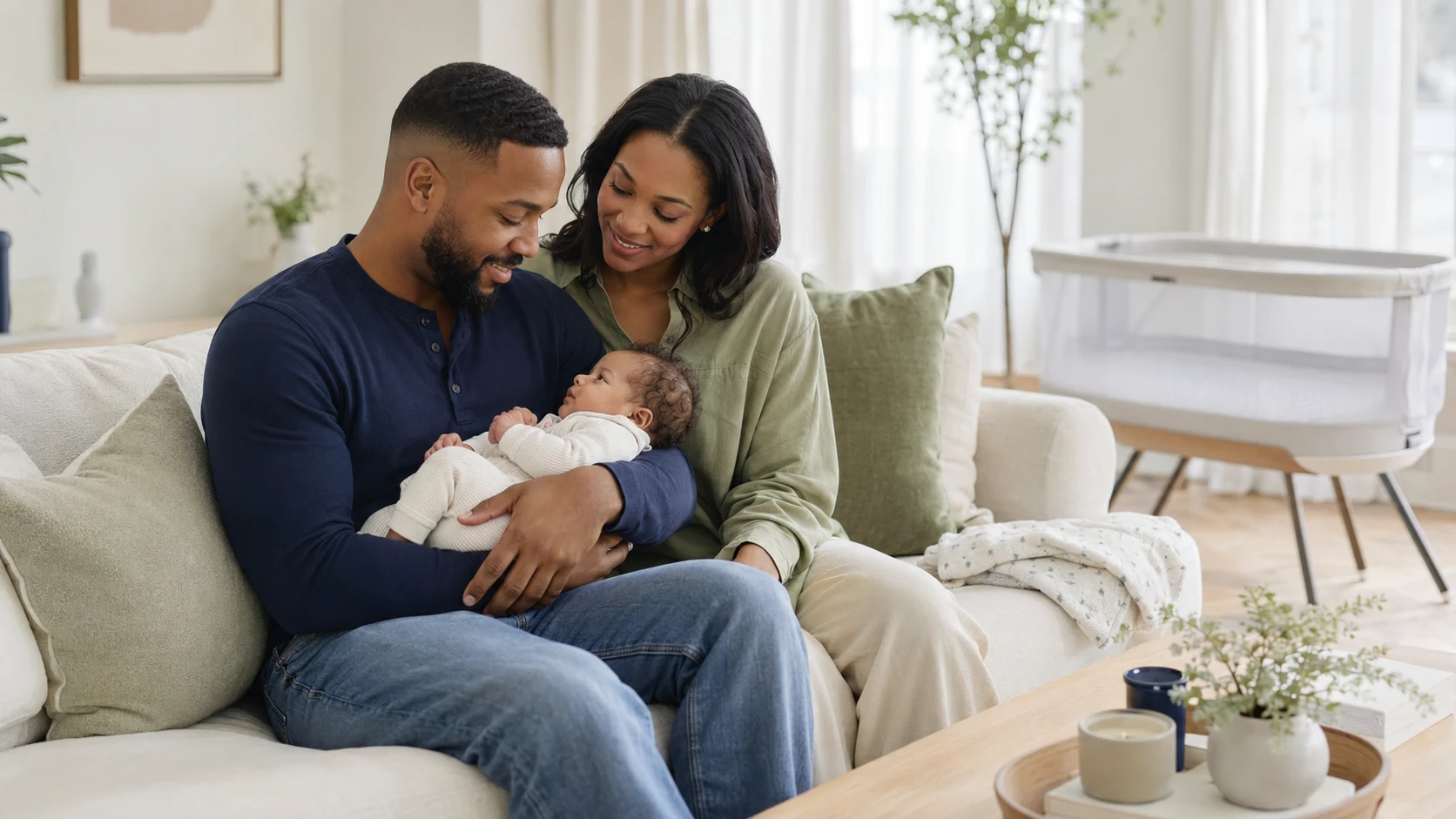 A growing family with their young child