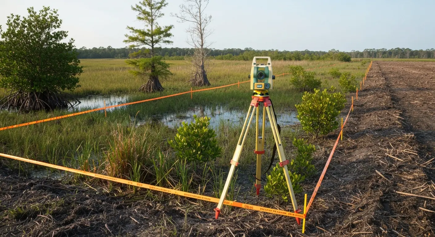 Wetland buffer protection during land clearing
