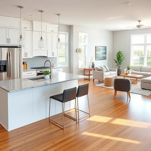 Modern kitchen in Canal Point FL, featuring stainless steel appliances, white cabinetry, and granite countertops.